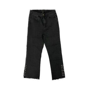 forever 21 | black high rise 90s y2k goth raw hem grommet ankle length pants